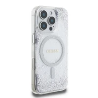 Guess GUHMP16XRGRGES iPhone 16 Pro Max 6.9" sidabro spalvos kietasis dėklas Resin Gradient Glitter MagSafe