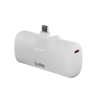 SBS EcoPower 5000 mAh 10W išorinė baterija su įmontuotu USB-C prievadu - balta