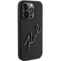 Karl Lagerfeld silikoninis dėklas Karl Script iPhone 15 Pro - juodas