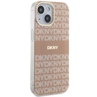DKNY IML Mono ir juostelės Magnetinis dėklas iPhone 15 Plus / 14 Plus - rožinė