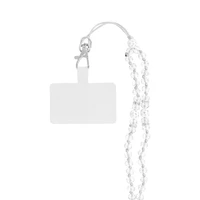 CRYSTAL DIAMOND telefono dirželis, telefono pakabukas / virvelės ilgis 74 cm (37 cm kilpoje) / ant kaklo – baltas