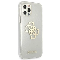 Guess GUHCP12LPCUGL4GTR iPhone 12 Pro Max 6.7" skaidrus kietas dėklas Blizgesys 4G Didelis Logotipas