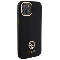 Guess silikoninis Logo Strass 4G dėklas telefonui iPhone 15 - juodas