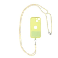 SWING (6mm) telefono dirželis, telefono pakabukas su reguliuojamu ilgiu / virvelės ilgis 165 cm (maks. 82,5 cm kilpoje) / ant peties arba kaklo – pilkas–geltonas