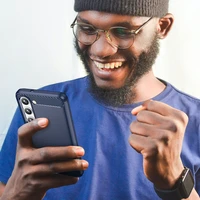 Carbon dėklas telefonui Samsung Galaxy S23 lankstus silikoninis anglies dėklas mėlynas
