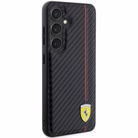 Ferrari Carbon Printed Line dėklas telefonui Samsung Galaxy S24+ - juodas