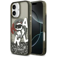 Karl Lagerfeld Skystas blizgantis Choupette logotipas Magnetinis dėklas iPhone 17 - juodas
