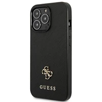 Guess Saffiano 4G Small Metal Logo dėklas telefonui iPhone 13 Pro / 13 6.1" - juoda