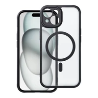 Dėklas telefonui – pilnai matinis magnetinis dėklas, suderinamas su MagSafe IPHONE 15, juodas