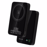 Blavec Išorinė baterija 10000mAh BJ-04 Plona 13,5mm - Type C - 22,5W magnetinė Magsafe 3 in 1 (PBBJ04-MC10B) juoda stiklas