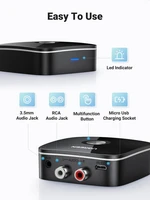 Bluetooth adapteris imtuvas Ugreen CM123 2xRCA/AUX Bluetooth 5.0 juodas (30445)