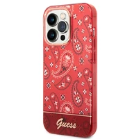 Guess GUHCP14LHGBNHR iPhone 14 Pro 6.1" raudonas/raudonas kietas dėklas Bandana Paisley