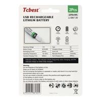 TCBEST įkraunama baterija R6 (AA) 2713 mAh su Type C lizdu + USB A kabelis iki 2 x Type C 2 vnt
