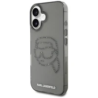 Karl Lagerfeld IML Rhinestones Karl Head dėklas telefonui iPhone 16 juodas