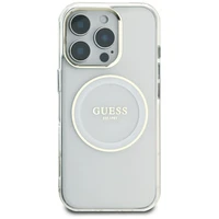 Guess IML Metal Colored Circle Classic Logo Magnetinis dėklas telefonui iPhone 16 Pro Max - baltas