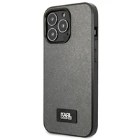 Karl Lagerfeld Saffiano plokštelės dėklas telefonui iPhone 13 Pro / 13 6.1" - sidabrinis