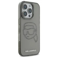 Karl Lagerfeld KLHCP16XHKHDCELK iPhone 16 Pro Max 6.9" juodas/juodas kietas dėklas IML Rhinestones Karl galva