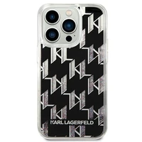 Karl Lagerfeld KLHCP14LLMNMK iPhone 14 Pro 6.1 kietasis dėklas juodas skystas blizgutis Monogram