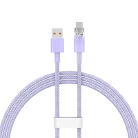 Baseus Explorer 100W USB-A - USB-C kabelis su išmaniu temperatūros jutikliu 1m - violetinis