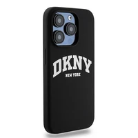 DKNY Liquid Silicone White Printed Logo MagSafe Dėklas telefonui iPhone 15 Pro - juodas (m)