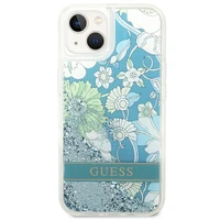 Guess GUHCP14MLFLSN iPhone 14 Plus 6.7 "žalias/žalias kietas dėklas Flower Liquid Glitter