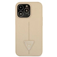 Guess GUHCP13LPSATLE iPhone 13 Pro / 13 6.1" smėlio spalvos kietasis dėklas SaffianoTriangle logotipas