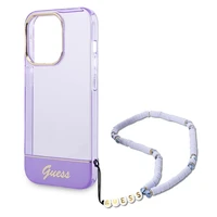 Dėklas telefonui Guess GUHCP14LHGCOHU iPhone 14 Pro 6.1 violetinis perlamutrinis dirželis