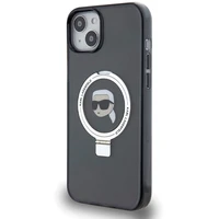 Karl Lagerfeld žiedo stovo Karl Head MagSafe dėklas telefonui iPhone 15 Plus / 14 Plus - juodas