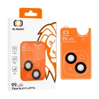 Apsauginis stiklas Tel Protect Titanium Lens 99% AR ant kameros Iphone 14/14 Plus/16e juodas (2 lęšiai)