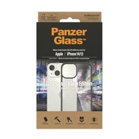 PanzerGlass ClearCase antibakterinis karinės klasės sertifikuotas dėklas telefonui iPhone 14/15/13 – skaidrus ir juodas