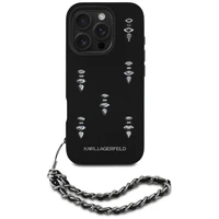 Karl Lagerfeld Saffiano Crystals su grandine dėklas telefonui iPhone 16 Pro - juodas