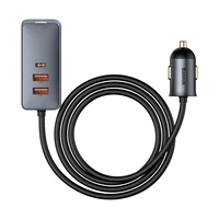 Baseus Share Together automobilinis įkroviklis 2× USB / 2× USB Type C 120W PPS Quick Charge Power Delivery pilkas (CCBT-A0G)