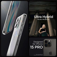 Spigen Crystal Hybrid dėklas telefonui iPhone 15 Pro - skaidrus
