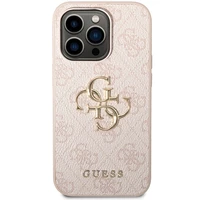 Guess GUHCP15X4GMGPI iPhone 15 Pro Max 6.7" rožinis/rožinis kietas dėklas 4G Didelis Metalinis Logotipas