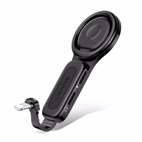 USAMS Adapteris AU06 2w1 Lightning - 2 x lightning + žiedinis laikiklis juodas SJ274LN01 (US-SJ274)