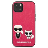 Karl Lagerfeld Ikonik Karl&Choupette dėklas iPhone 13 mini - fuksijos spalvos