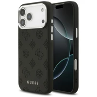 GUESS dėklas telefonui IPHONE 17 Pro Max suderinamas su Magnetine GUHMP17XPSPOSSSK (PU W/ Peony Hot Stamp Script) juoda