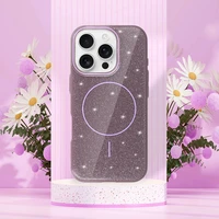 Magnetinis Itin Plonas Blizgus dėklas Iphone 14 Pro Max violetinė