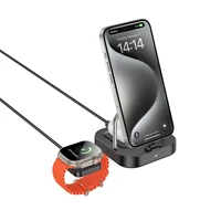 Belaidis įkroviklis Hoco 3in1 3A 5W, suderinamas su Apple Watch CQ16A, juoda spalva