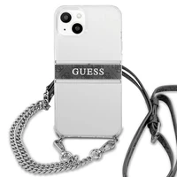 Guess GUHCP13SKC4GBSI iPhone 13 mini 5.4" Permatomas kietas dėklas 4G Pilkas Dirželis Sidabrinė Grandinė