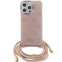 Guess Crossbody Cord 4G Print dėklas telefonui iPhone 15 Pro Max - rožinis