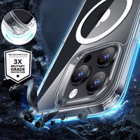 ESR Classic Hybrid Halolock Magnetinis dėklas telefonui + grūdintas stiklas iPhone 16 Pro Max - skaidrus