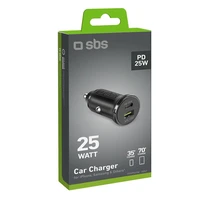 SBS TECRPD25W automobilinis įkroviklis 25W USB-A USB-C su Power Delivery - juodas