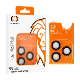 Apsauginis stiklas Tel Protect Titanium Lens 99% AR ant kameros Iphone 15 Pro/15 Pro Max titanas (3 lęšiai)
