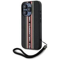 Karl Lagerfeld Saffiano Athleisure Stripes Cord Dėklas telefonui iPhone 15 Pro Max - raudonas