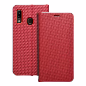 Dėklas telefonui LUNA Book Carbon skirtas SAMSUNG A20e raudonas