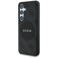 Dėklas telefonui Guess 4G Round Patch Classic Logo MagSafe Samsung Galaxy S25 Plus juodas