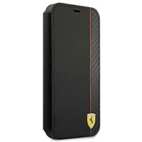 Ferrari FESAXFLBKP13SBK iPhone 13 mini 5.4" juodas/juodas knyginis dėklas On Track Carbon Stripe