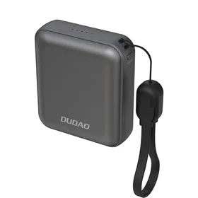 Dudao K22+ Itin kompaktiška išorinė baterija 10000mAh 22.5W USB-C su pakabuku/kabeliu - pilka