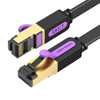 Plokščias tinklinis laidas UTP CAT7 Vention ICABF RJ45 Ethernet 10Gbps 1m juodas